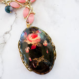 Colorful Eclectic Gemstone Flower Boho Pendant Necklace