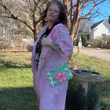 Vintage Green and Pink Repurposed MCM Floral Fabric Handbag