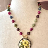 Colorful Eclectic Beaded Gemstone Charm Necklace