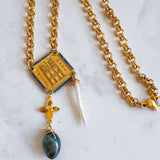 Repurposed Vintage French Notre Dame Charm Gemstone Necklace