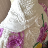 Boho Shawl Collar Bell Sleeve Floral Jacket | Upcyled Chenille Cardigan Coat
