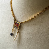 Repurposed Vintage French Charm Gemstone Necklace