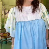 Embroidered Flowy Babydoll  Dress, Kitten Embroidered Dress