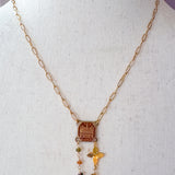 Repurposed Vintage French Charm Gemstone Necklace