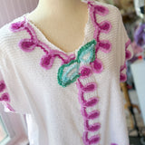 Boho Fauna Blouse, Short Sleeved Upcycled Vintage Top