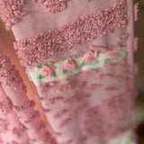 Repurposed Pink and Green Floral Vintage Chenille Patchwork Scarf