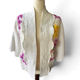 Boho Shawl Collar Bell Sleeve Floral Jacket | Upcyled Chenille Cardigan Coat