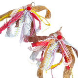 Whimsical Statement Floral Textile  Ribbon Earrings