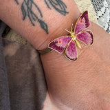 Vintage Butterfly Charm Watch Band Bracelet – Unique Upcycled Jewelry for Boho Style