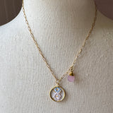 Floral Vintage Embroidered Charm Necklace, Handmade Sentimental Jewelry