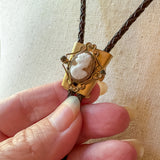 OOAK Western Bolo Cameo Charm Necklace