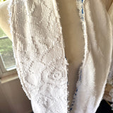 Blue and White Vintage Chenille Patchwork Scarf
