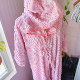 Boho Pink Chenille Hooded Kimono Duster