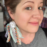 Statement Textile Flower Ribbon Earrings