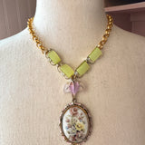 Colorful Eclectic Floral Charm Pendant Necklace