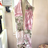 Pink Floral Vintage Chenille Patchwork Scarf