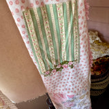 Repurposed Pink and Green Floral Vintage Chenille Patchwork Scarf