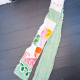 Repurposed Vintage Chenille Multi Colored Patchwork Scarf