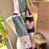 Repurposed Blue and Purple Floral Vintage Chenille Patchwork Scarf