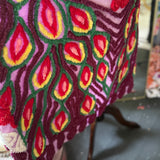 Boho Purple Peacock Chenille Boho Kimono Duster