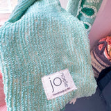 Repurposed Vintage Green Chenille Leaf Patchwork Scarf