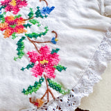 Vintage Repurposed Embroidered Floral Fabric Clutch Handbag