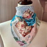 One of a Kind Vintage Patchwork Bandana Scarf | Shabby Chic Head Scarf | Upcycled Boho Neckerchief