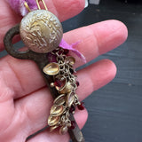 Boho Skeleton Key Bird Charm Necklace