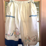 Oversized Floral Embroidered Appliqué Capri Pants| Bloomers