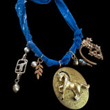OOAK Boho Horse Locket Western Bandana Charm Necklace