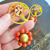 Whimsical Cameo Floral Dangle Earrings
