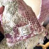 Pink Floral Vintage Chenille Patchwork Scarf