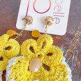 Yellow Floral Shabby Chic Dangle Earrings