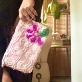 Vintage Repurposed Floral Fabric Clutch Handbag