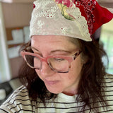 One of a Kind Vintage Patchwork Bandana Scarf | Shabby Chic Head Scarf | Upcycled Boho Neckerchief