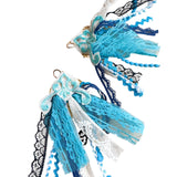 Whimsical Blue Statement Textile  Ribbon Earrings