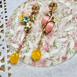 Asymmetrical Floral Reworked Vintage Dangle Earrings
