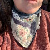 One of a Kind Vintage Patchwork Bandana Scarf | Shabby Chic Head Scarf | Upcycled Boho Neckerchief