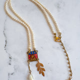 Repurposed Vintage French Charm Gemstone Necklace