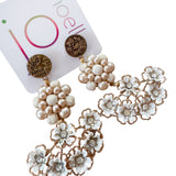 Reworked Vintage Pearl Floral Dangle Earrings