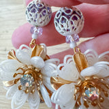 Romantic Pearl Floral Dangle Earrings