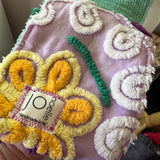 Purple Floral Peacock Vintage Chenille Patchwork Scarf