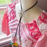 OOAK Western Bolo Pinwheel Flower  Charm Necklace