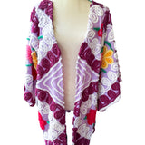 Boho Purple Peacock Chenille Boho Kimono