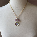 Floral Vintage Embroidered Charm Necklace, Handmade Sentimental Jewelry