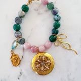 Locket Charm Bracelet with Gemstones
