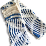Blue and White Chenille Infinity Scarf