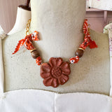 Boho Bandana Flower Necklace One of a Kind