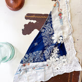 Western Boho Repurposed Shabby Chic Vintage Bandana Head Scarf