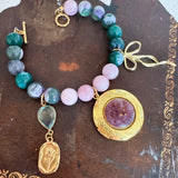 Locket Charm Bracelet with Gemstones